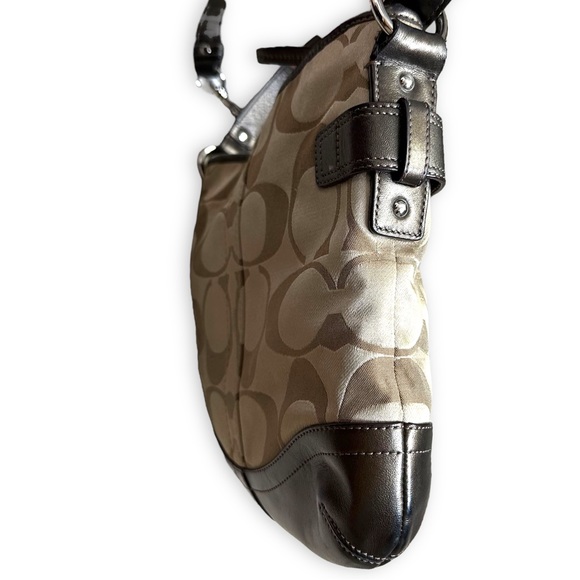 Vintage Coach Signature Chain Duffle Crossbody Shoulder Bag Convertible Tan - Picture 7 of 17